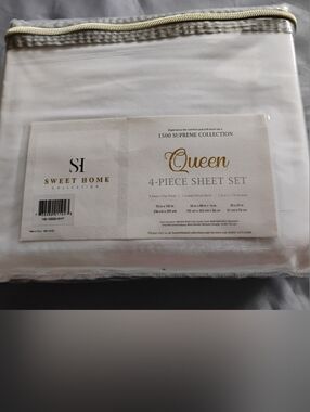 Sweet Home 4-Piece Queen Sheet Set in White